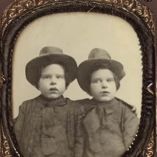 Image similar to tintype photo, two-headed