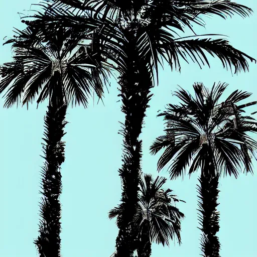 Prompt: palm trees by andy warhol, digital art, trending on artstation