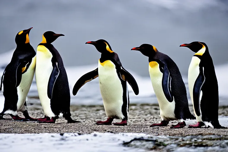 Image similar to penguins doing thier best homesteading