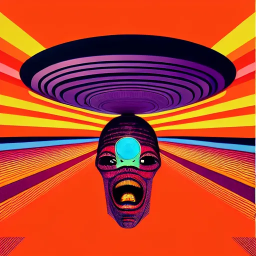 Prompt: album cover design design depicting an alien abduction, by jonathan zawada, pi - slices, and tristan eaton, digital art