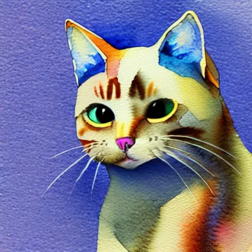 Prompt: A watercolor art of 3d render cat by Taida Balčiūnienė, 4k resolution, hugh detailed