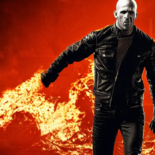 Image similar to Jason Statham as ghost rider 4K detail