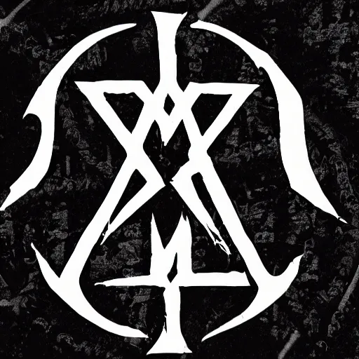 Image similar to black metal band logo, metal font, unreadable, futuristic font