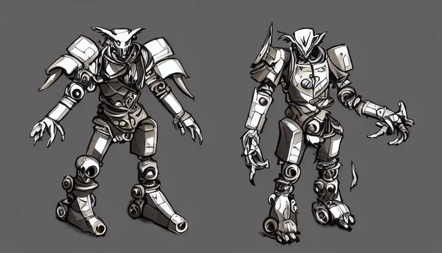 Prompt: warforged druid male anime character, wolf armor, cyborg, made of wood, made of metal, large robot, wolves, knight, medieval castle