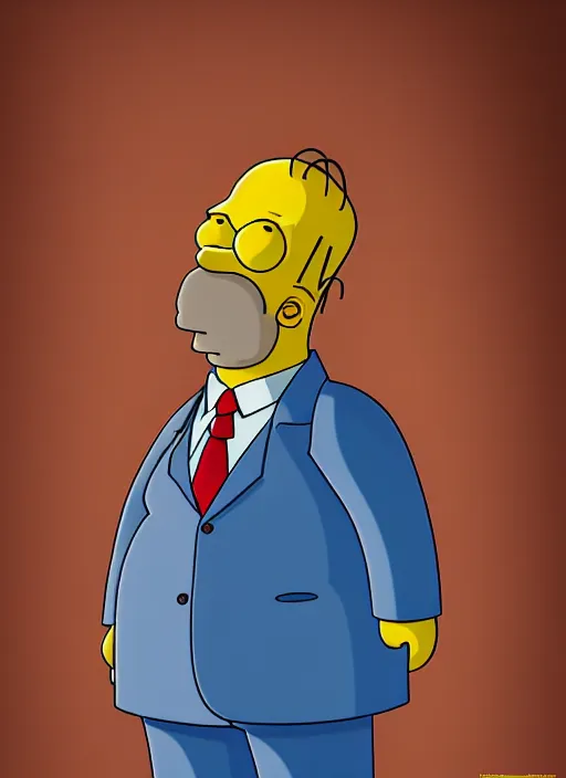Image similar to portrait of Homer Simpson, sharp focus, illustration, stunning lighting, realistic character concept, light atmosphere, golden ratio, cinematic lighting, high resolution, insanely detailed and intricate, (Hayao Miyazaki), 8k