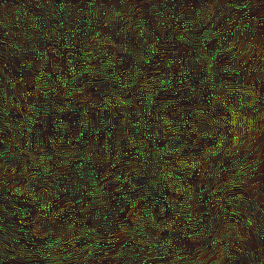 Image similar to toads, toad, glitches, ascii, artwork, abstract, acrylic, oil, terminal, clay, lines, vektroid, dots, drips, spots, tears, leaks, glitch, pixels, geometry, data, datamosh, motherboard, minimal, vinyl, code, cybernetic, painting, dark, eerie, cyber