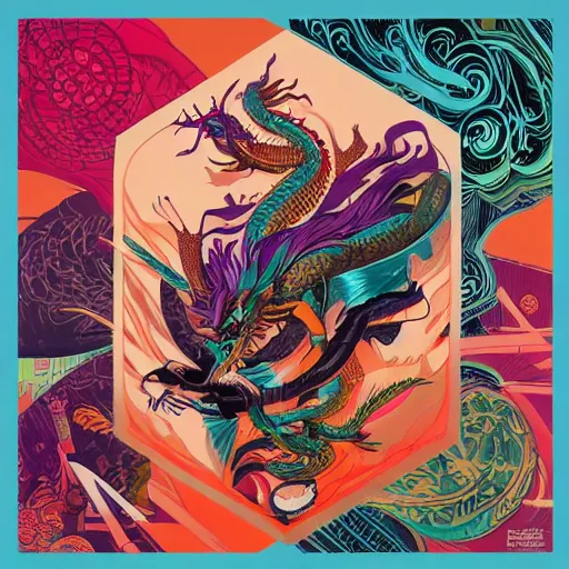 Image similar to Tristan Eaton, victo ngai, artgerm, Maximalism dragon