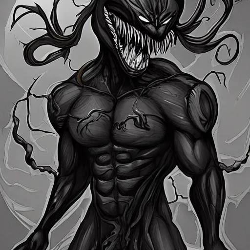 Image similar to venom symbiote as a werewolf, furaffinity