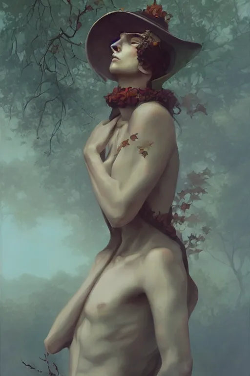 Image similar to a portrait tableau of the prince of autumn, by peter mohrbacher and thomas cooper gotch