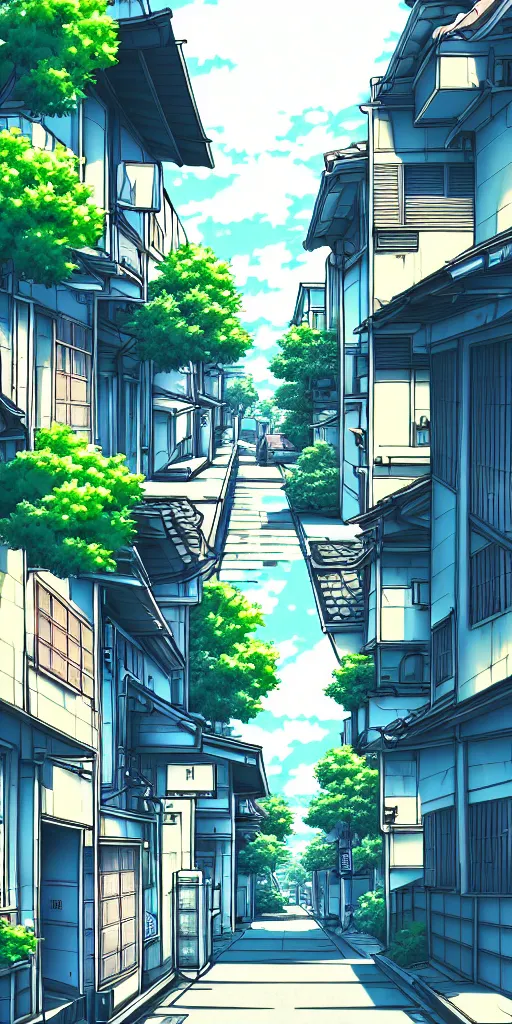 Prompt: anime tokyo residential quiet street scenery only wallpaper aesthetic