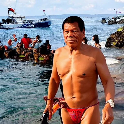 Prompt: Rodrigo Duterte in bikinis