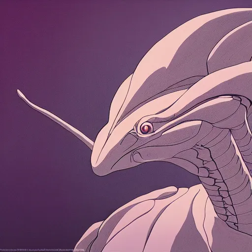 Image similar to concept art painting of an alien animal creature, detailed, cel shaded, in the style of makoto shinkai and moebius and james gurney