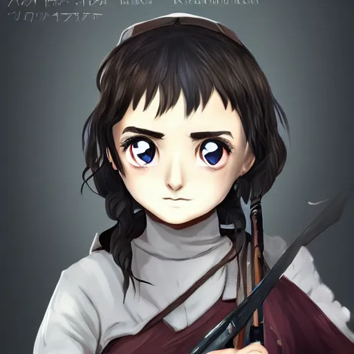 Image similar to arya stark as an anime girl, stunning, anime, extreme detail, clear focus, trending on artstation, award winning, vivid