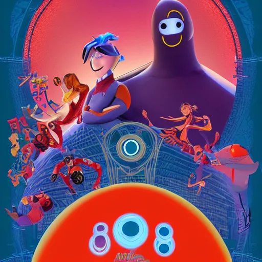 Prompt: big hero 6, detailed and elaborate art nouveau poster