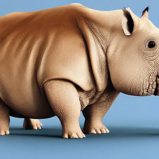 Image similar to a film still of a hamster and rhino hybrid realistic, detailed