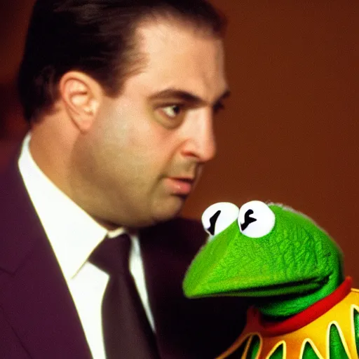 Prompt: kermit the frog in the sopranos, 4k, high detail, high-resolution photograph, professional photography, ultra-detail