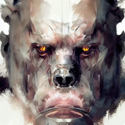 Prompt: Manbearpig is half man half bear half pig I'm super cereal beautiful stunning portrait by ruan jia