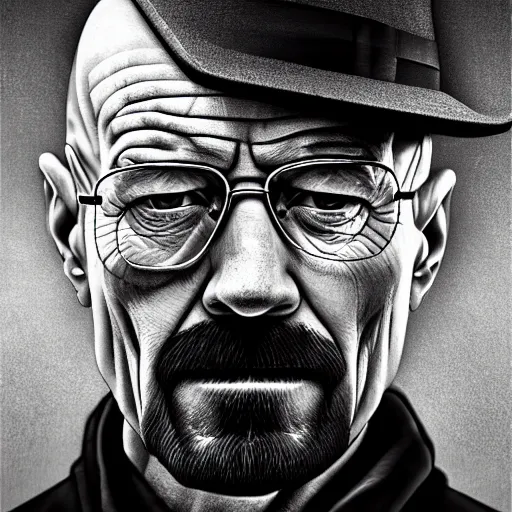 Prompt: portrait of Walter White as Heisenberg in the style of Lee Jeffries, award-winning, detailed, 82 mm sigma art, close up