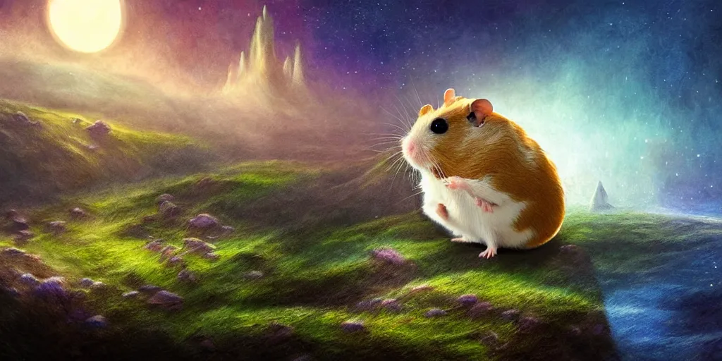 Prompt: the land where hamsters rule, award winning art, epic dreamlike fantasy landscape, art print, science fiction, ultra realistic,