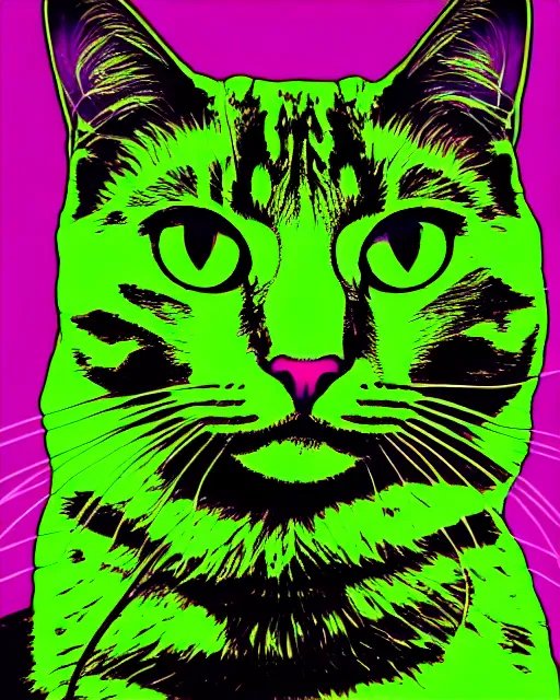 Image similar to portrait of a biodegradable cat, pop art, neo noir, sharp focus, highly detailed, 4 k, 8 0's style