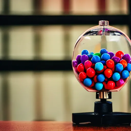 Image similar to a gumball machine, 2 4 mm lens, depth of field, 8 k, hd,