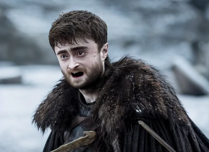 Image similar to daniel radcliffe as gelthinors in game of thrones, live action film, cinematic photo, clear hd image