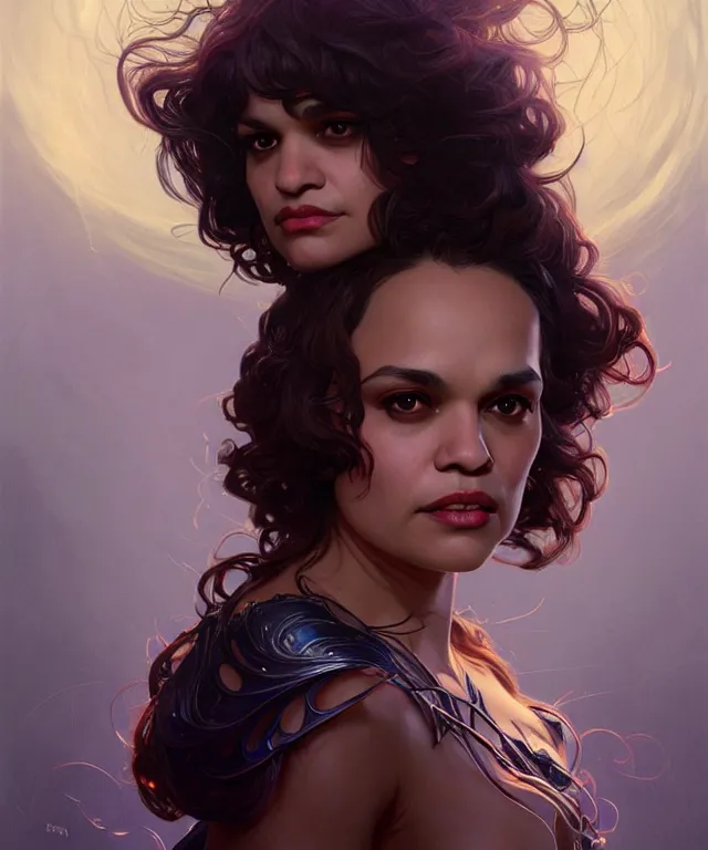 Image similar to Norah Jones as a fantasy magic woman portrait, sci-fi, amber eyes, face, long hair, fantasy, intricate, elegant, highly detailed, digital painting, artstation, concept art, smooth, sharp focus, illustration, art by artgerm and greg rutkowski and alphonse mucha