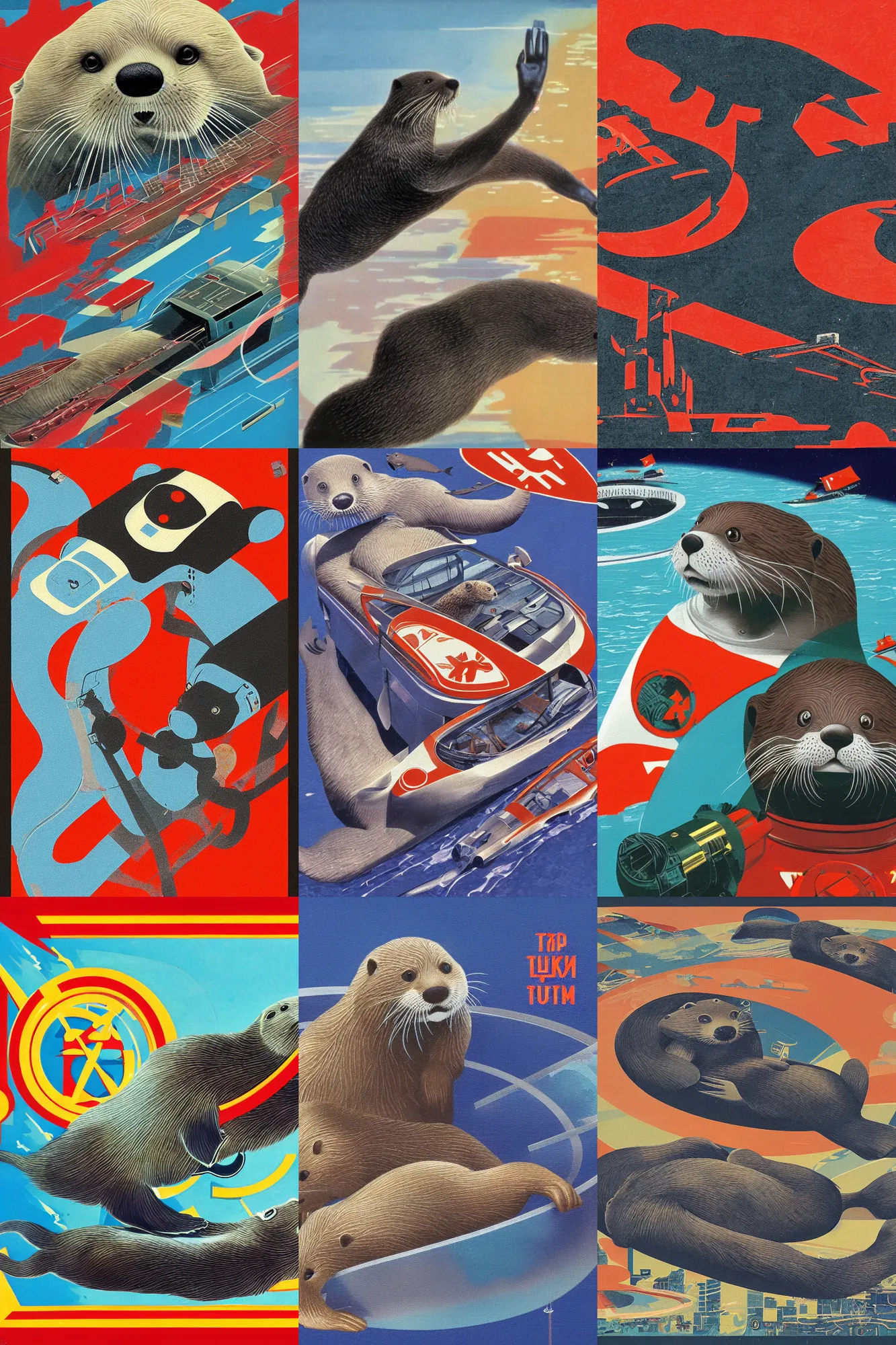 Prompt: Soviet otter futurism. 8k resolution, extremely detailed.