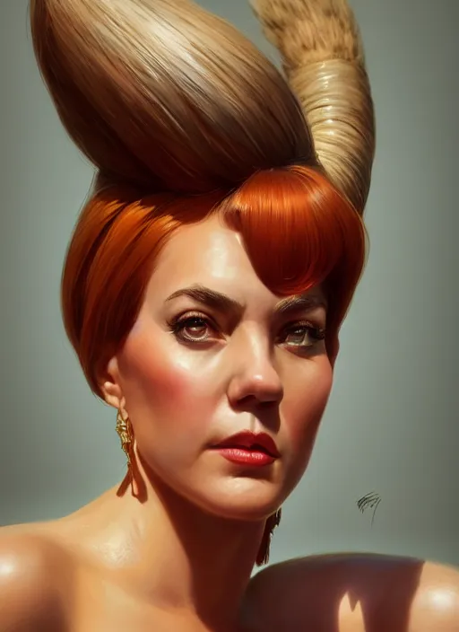 Prompt: portrait of a beautiful wilma flintstone, intricate, elegant, highly detailed, ray tracing, digital painting, artstation, concept art, smooth, sharp focus, illustration, art by artgerm and greg rutkowski, 8 k