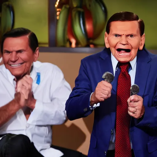 Prompt: kenneth copeland screaming at corona virus