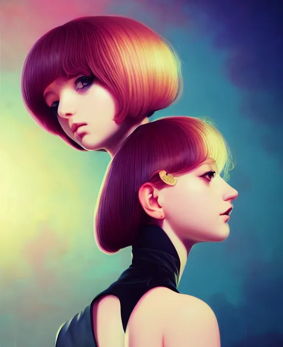 Image similar to a beautiful young british alternative music singer. optical illusion art by ilya kuvshinov lois van baarle ross tran range murata artgerm katsuhiro otomo norman rockwell. highly detailed intricately sharp focus mystically trending deviantart, pinterest, vogue italia, unreal engine 5, 4 k uhd image