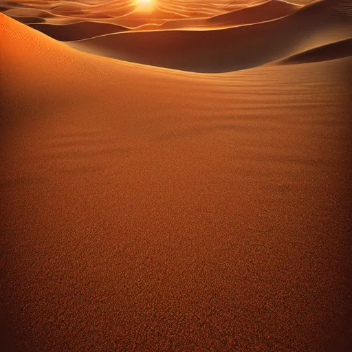 Image similar to endless desert, digital art, devinart, golden hour,