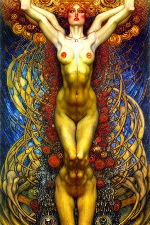 Image similar to Divine Chaos Engine by Karol Bak, Jean Delville, William Blake, Gustav Klimt, and Vincent Van Gogh, symbolist, visionary