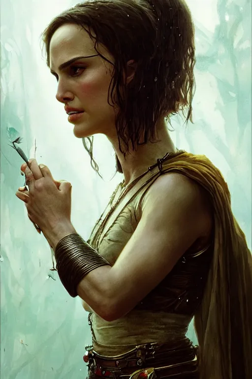 Prompt: natalie portman as mathilda, battle warrior, lord of the rings, tattoos, decorative ornaments, by carl spitzweg, ismail inceoglu, vdragan bibin, hans thoma, greg rutkowski, alexandros pyromallis, perfect face, fine details, realistic shading, photorealism