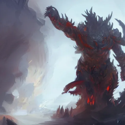 Prompt: a sketch of ragnaros trending on artstation, painted by greg rutkowski