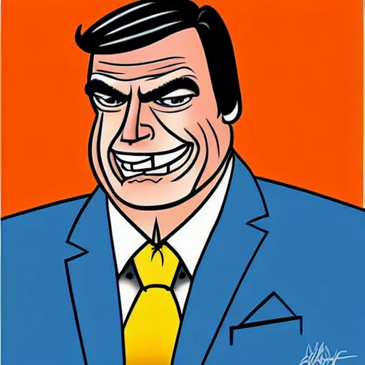 Image similar to jair bolsonaro caricature realism, in the style of al hirschfeld!