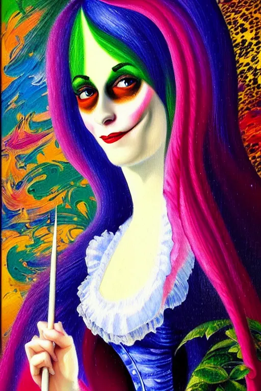 Prompt: impressionist brushstrokes!!!! lisa frank and bosch victorian loose genre loose painting full length portrait painting of a victorian vampire