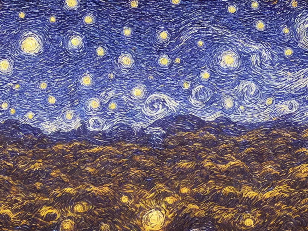 Image similar to A sprawling view of Kredik Shaw, Mistborn in a starry night, mists revolve in the distance