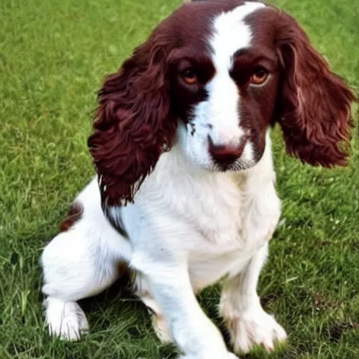 Prompt: a young springer spaniel dog with an old one