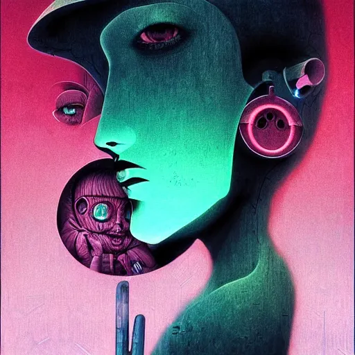 Image similar to the powerpuff girls by beksinski and tristan eaton, dark neon trimmed beautiful dystopian digital art