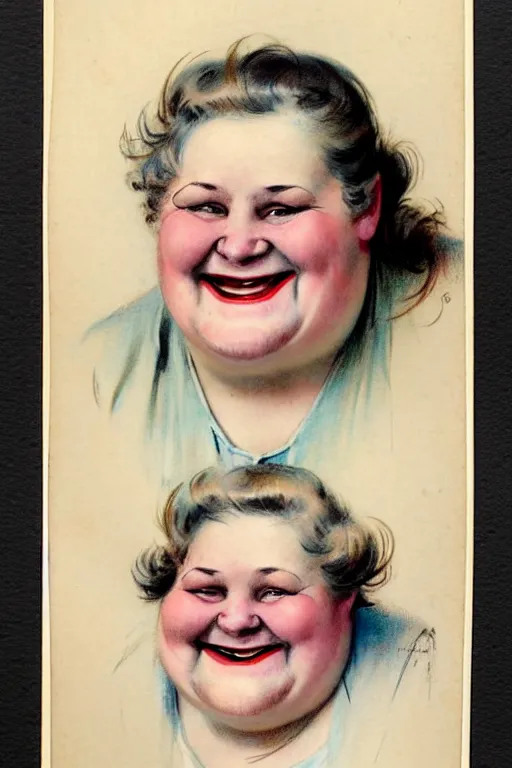 Image similar to ( ( ( ( ( 1 9 5 0 s retro happy smiling fat middle aged woman face portrait. muted colors. ) ) ) ) ) by jean - baptiste monge!!!!!!!!!!!!!!!!!!!!!!!!!!!!!!