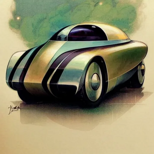 Image similar to (((((1950s futuristic show car . muted colors.))))) by Jean-Baptiste Monge !!!!!!!!!!!!!!!!!!!!!!!!!!!