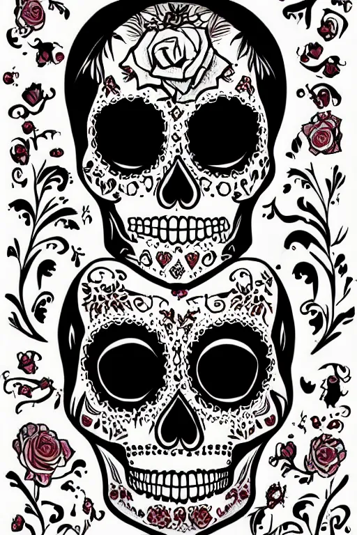 Image similar to illustration of a sugar skull day of the dead girl, art by alesso baldovinetti