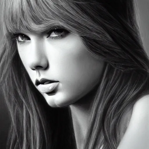 Image similar to pencil art, detailed portrait of taylor swift, intricate,, oil painting, by yoshitaka amano, cinematic lighting