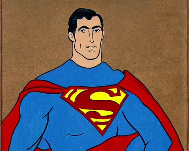 Prompt: a 1 2 0 0 s painting of superman