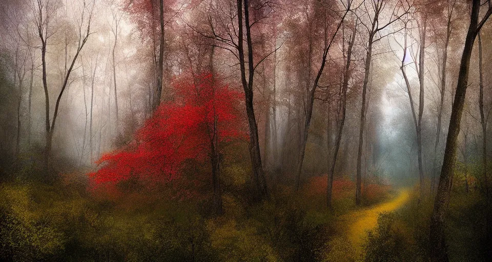 Prompt: Enchanted and magic forest, by Peter Holme III