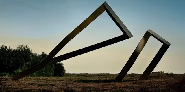 Image similar to To fathom hell or go angelic, just take a pinch of psychedelic. Photograph of a colossal minimalistic sculptural installation collaboration by Anthony Caro and Antony Gormley, reimagined by future artists on a distant planet