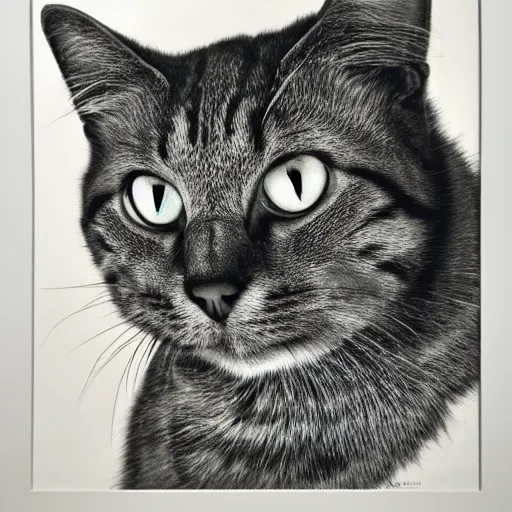 Prompt: a portrait of a cat by chuck close