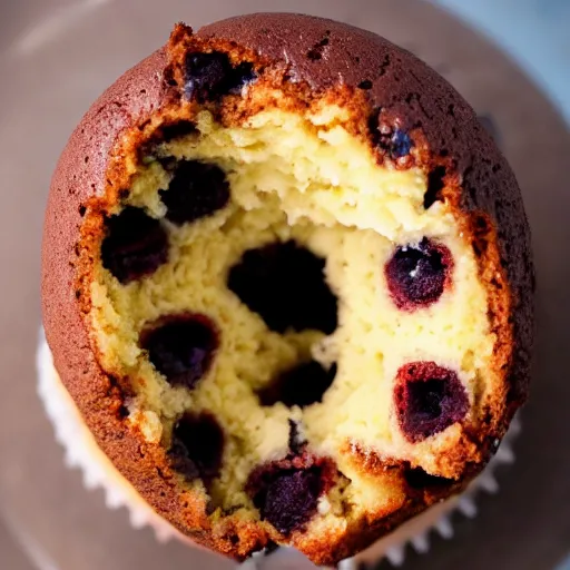 Image similar to sinkhole inside of gigantic muffin, 5 5 mm