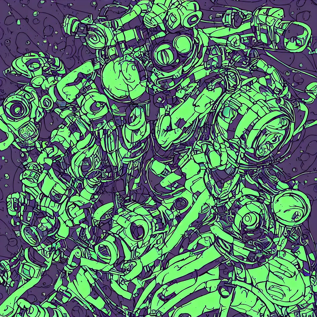 Image similar to a toad wearing headphones, ryuta ueda artwork, breakcore, style of jet set radio, y 2 k, gloom, space, cel - shaded art style, sacred geometry, data, minimal, code, cybernetic, dark, eerie, cyber